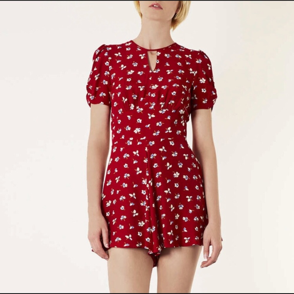 TOPSHOP Red Floral Romper